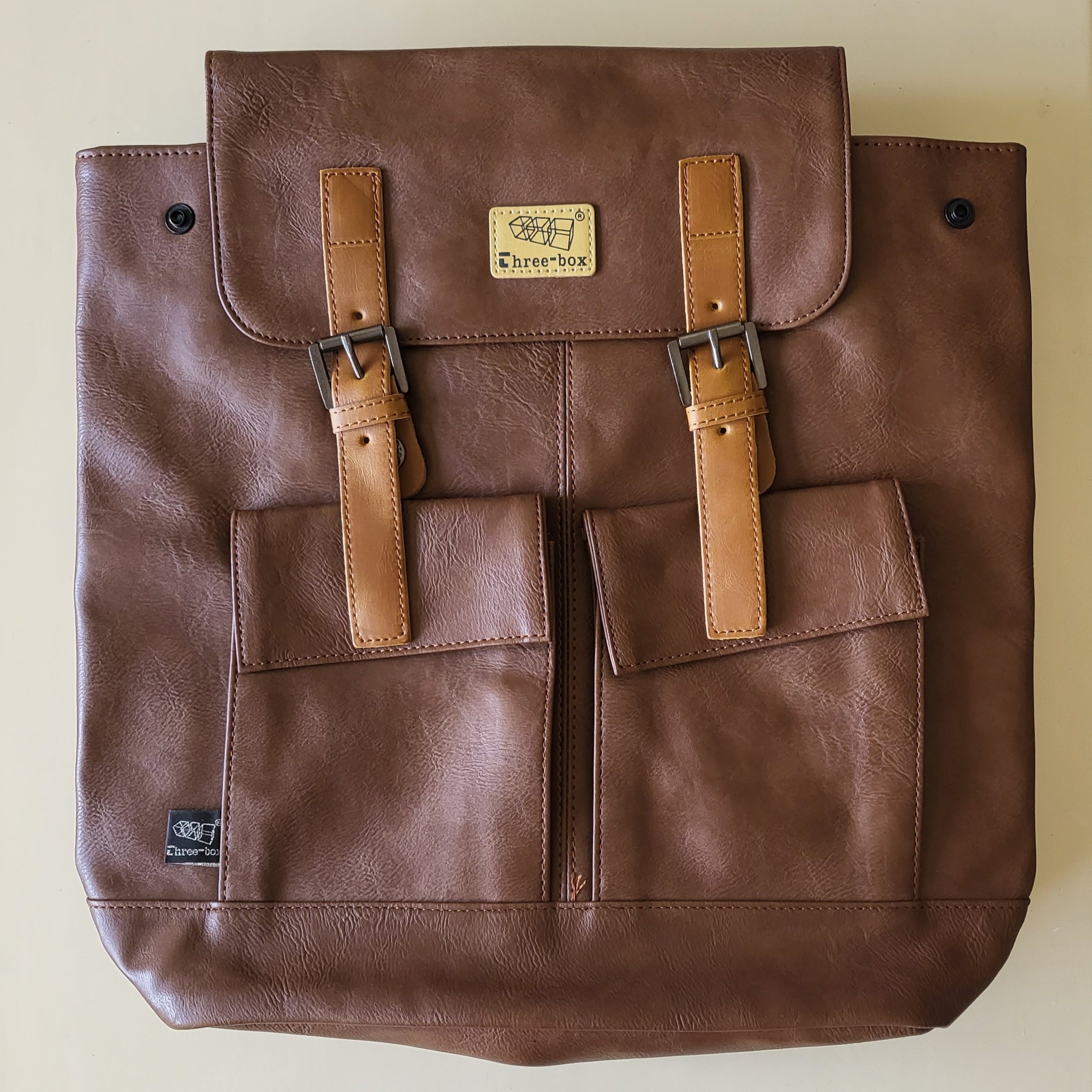 THREE-BOX Classic Leather Backpack