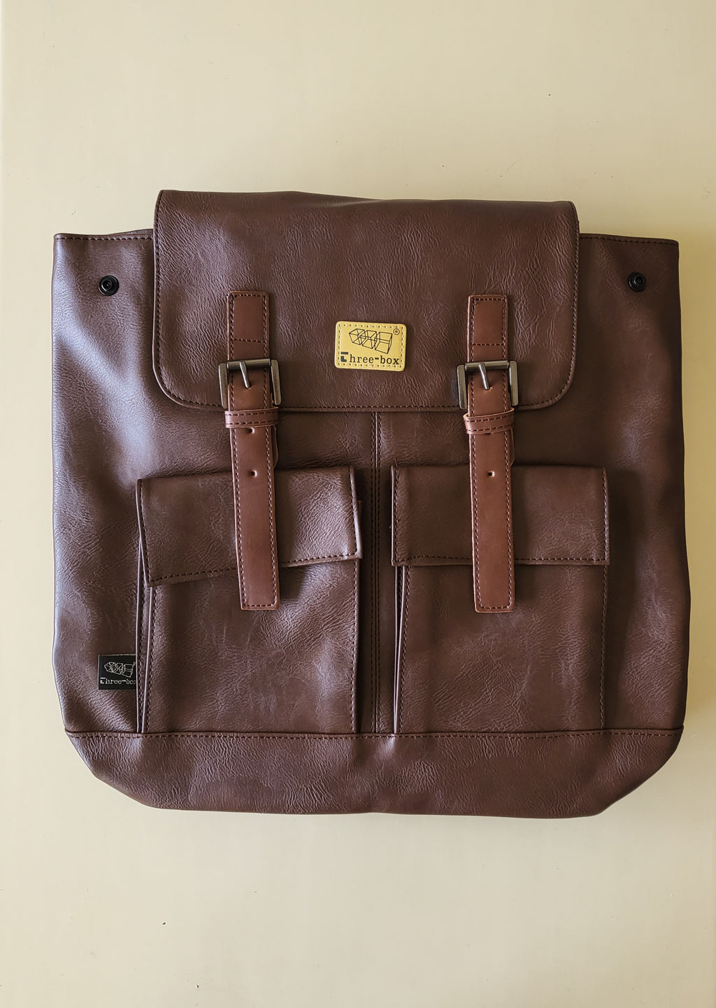 THREE-BOX Classic Leather Backpack