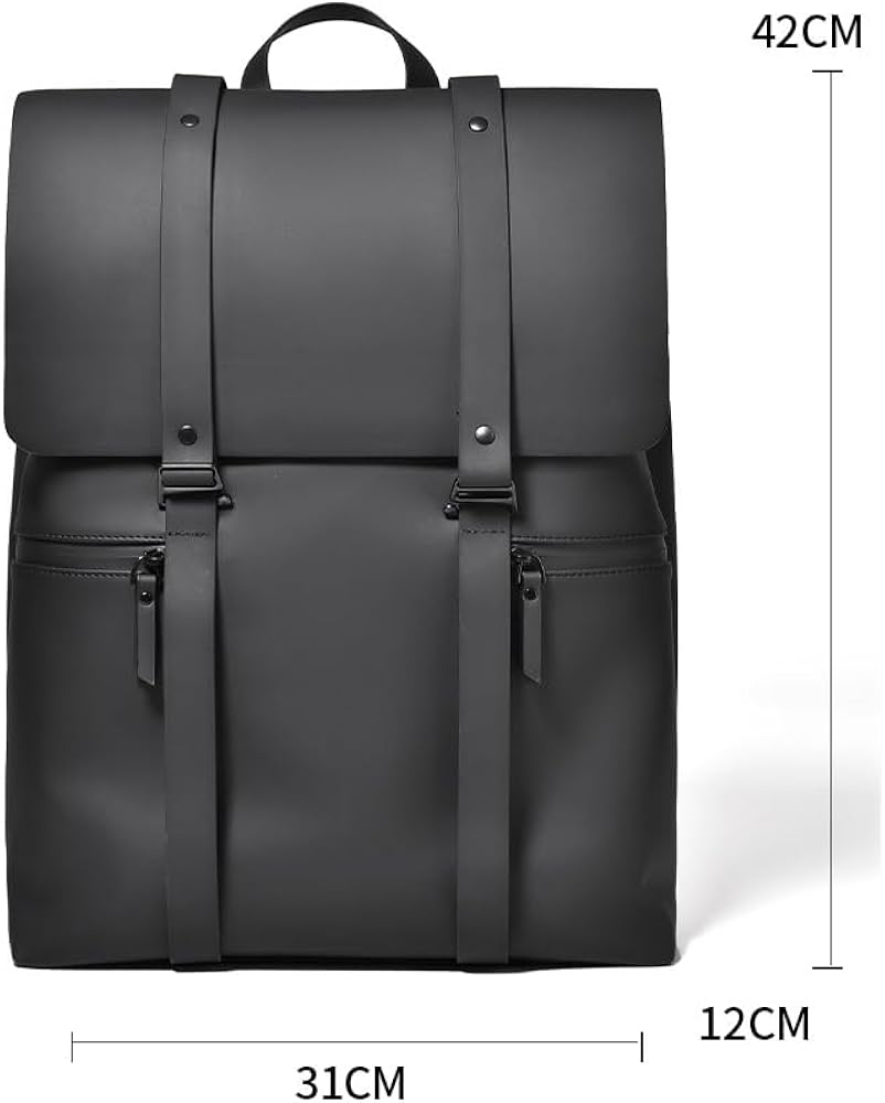 Double Hook Leather 15.6" Laptop Trendy Backpack