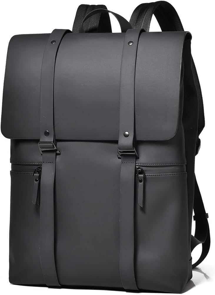 Double Hook Leather 15.6" Laptop Trendy Backpack