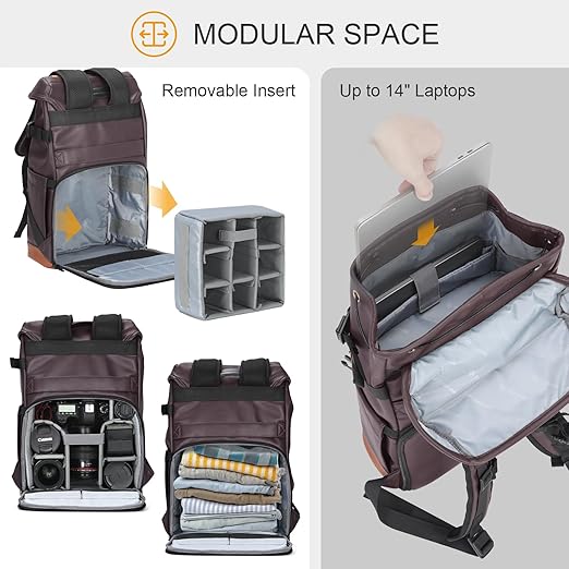 TARION Camera Backpack Professional Photo Leather Backpack - Brown