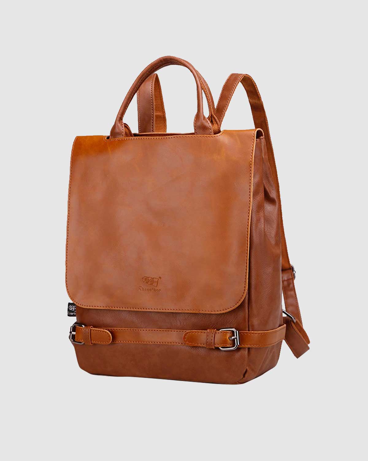THREE-BOX Business Chic Stylish Leather Backpack