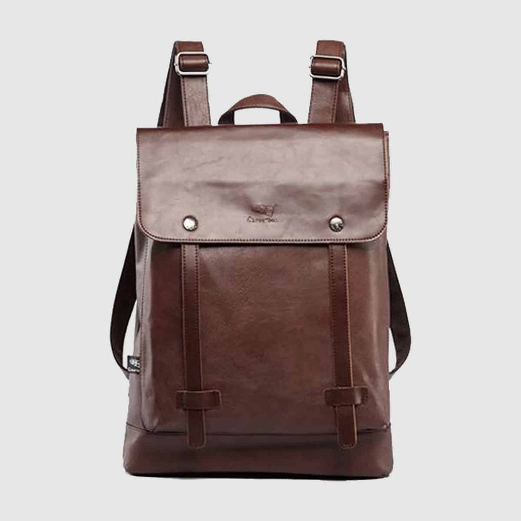 THREE-BOX Long-Neck Classic Chic Leather Backpack Slim 15.6" Laptop Backpack