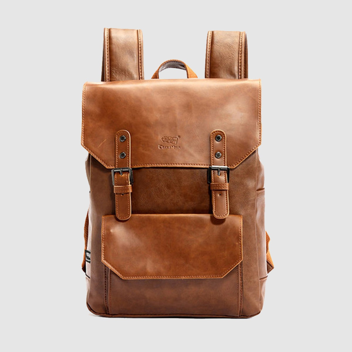 THREE-BOX 15.6" Laptop Large Capacity Unisex Leather Backpack