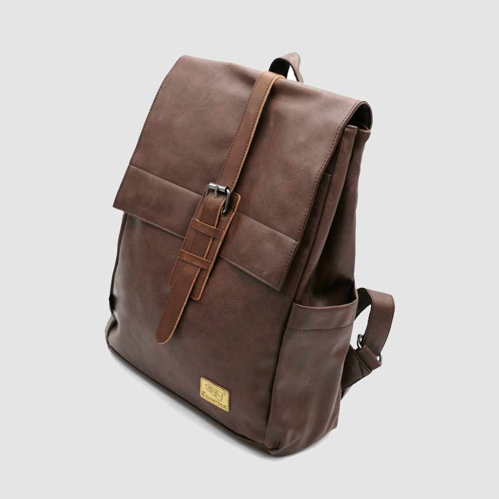 THREE-BOX Classic Style Leather Backpack 14" Laptop Backpack