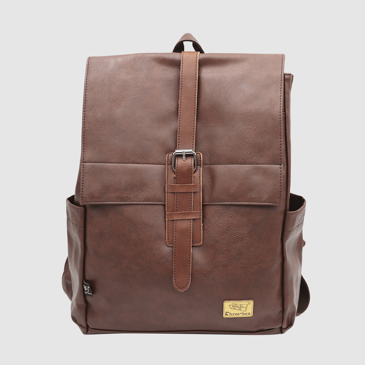 THREE-BOX Classic Style Leather Backpack 14" Laptop Backpack