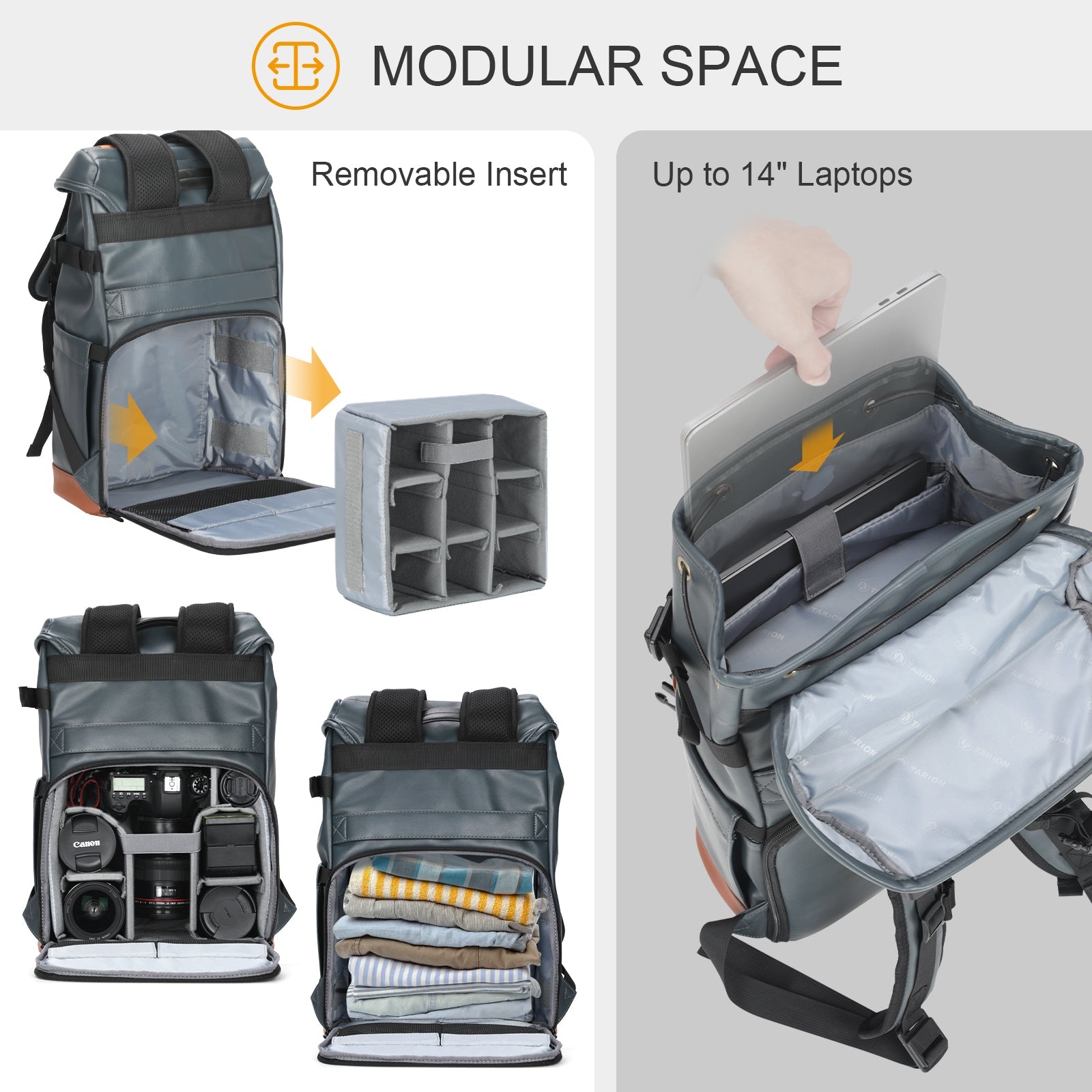 TARION Camera Backpack Professional Photo Leather Backpack  - Blue