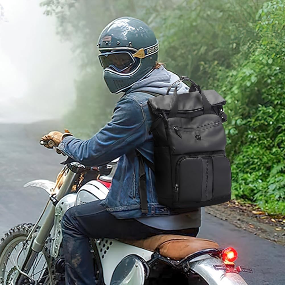 KAKA Roll-Top School Bag Laptop Rucksack Outdoor Travel Unisex Backpack