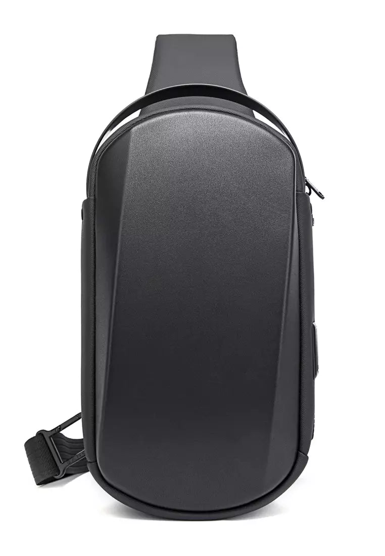 BANGE Waterproof Hard Shell Cross-Body Chest-Bag with USB Charging Port