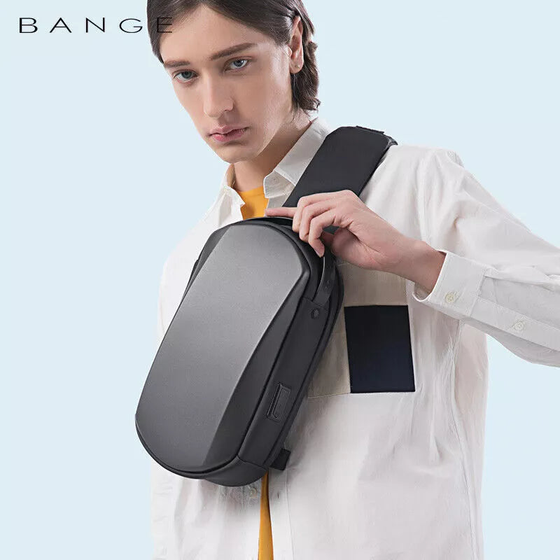 BANGE Waterproof Hard Shell Cross-Body Chest-Bag with USB Charging Port