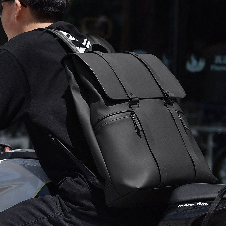 Double Hook Leather 15.6" Laptop Trendy Backpack