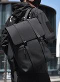Double Hook Leather 15.6" Laptop Trendy Backpack