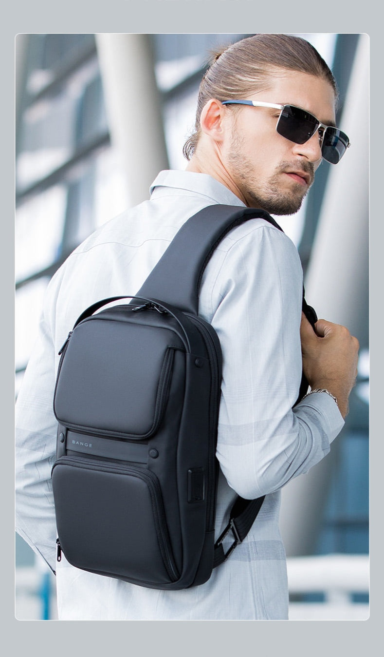 BANGE Waterproof Anti-theft Multifunction Cross-Body Chest-Bag with USB Charging Port