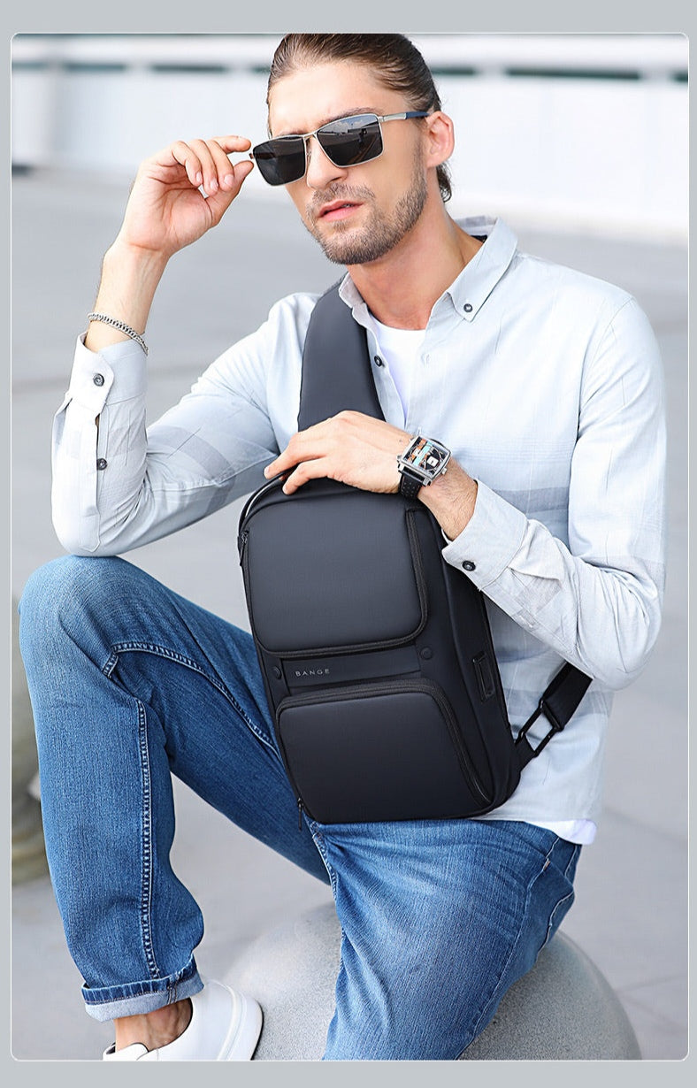 BANGE Waterproof Anti-theft Multifunction Cross-Body Chest-Bag with USB Charging Port