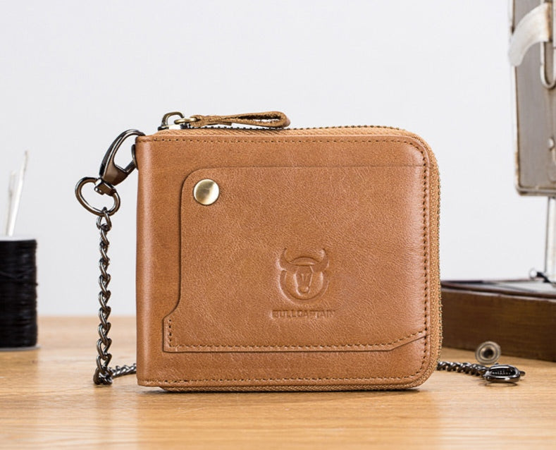 BULLCAPTAIN Bi-Fold Wallet Genuine Leather Multi Card Holder Wallet