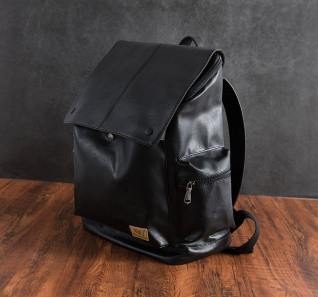 THREE-BOX 15.6"Laptop Large Capacity Unisex Leather Backpack