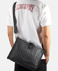 THREE-BOX Damier Cross-body Bag Leather Shoulder Bag