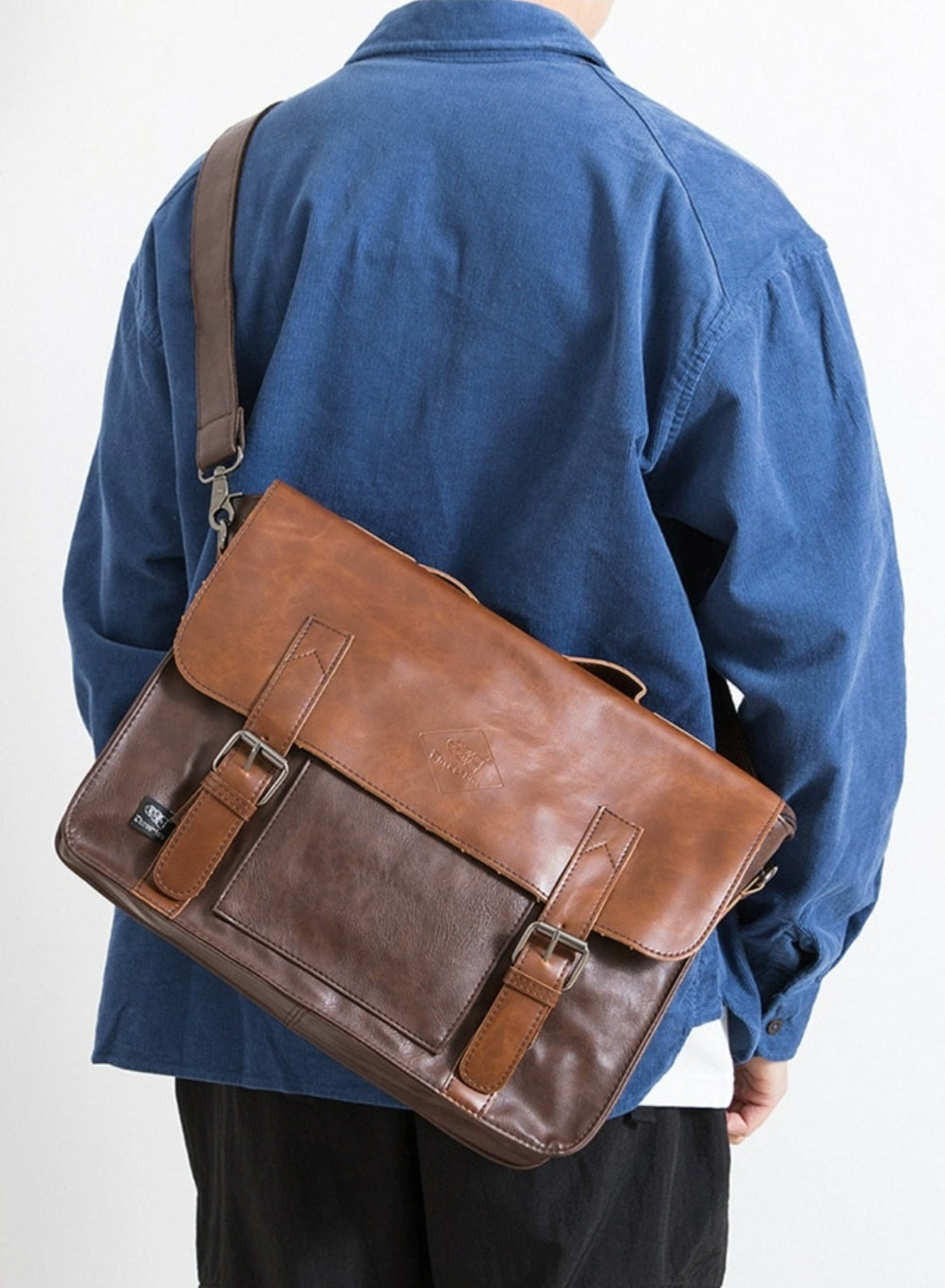 THREE-BOX Business/ Messenger Bag Classic Look Leather Shoulder Bag