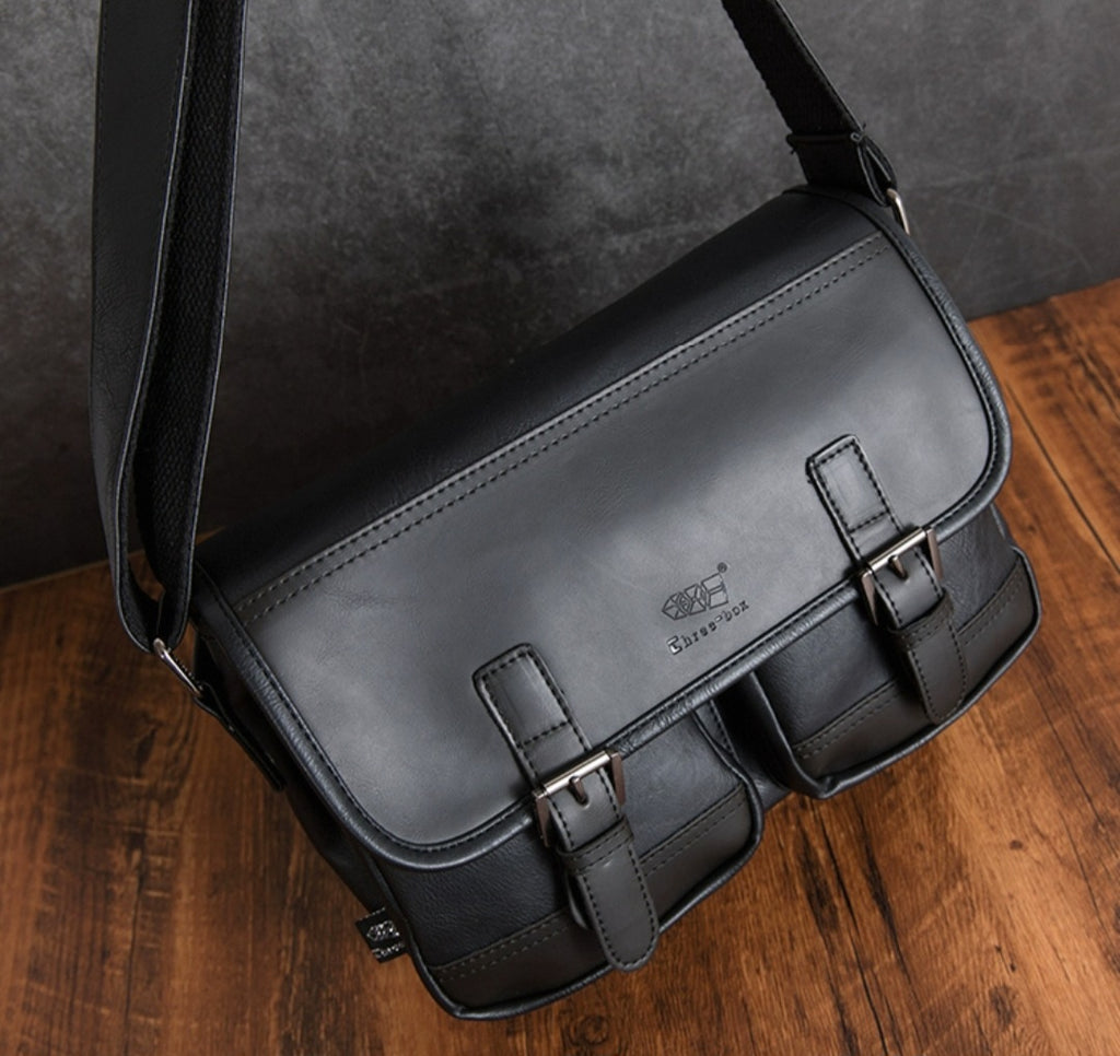 THREE-BOX Mini-Messenger / Cross-Body Bag Leather Shoulder Bag
