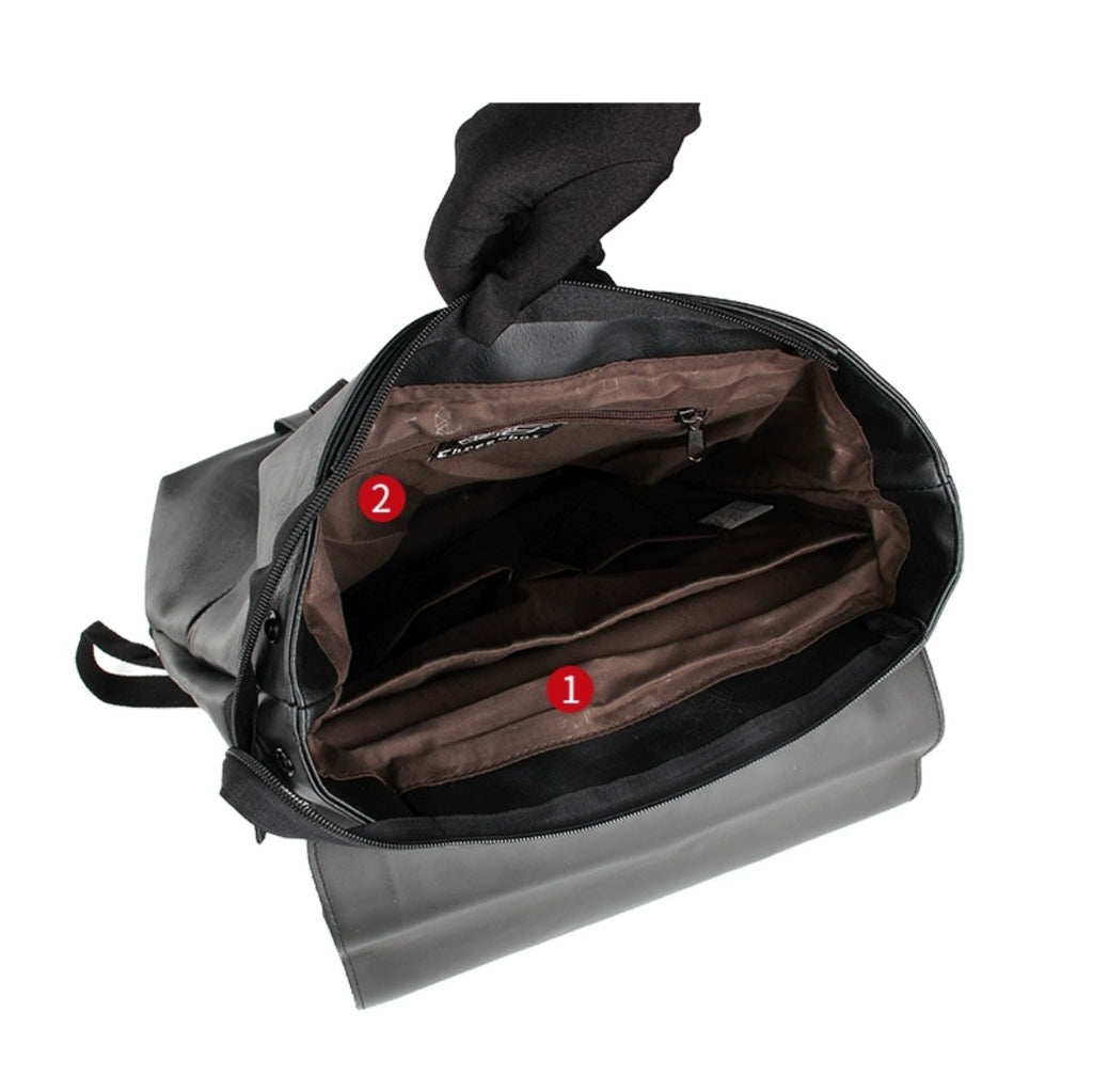 THREE-BOX Business Chic Leather Backpack 14" Laptop College Backpack