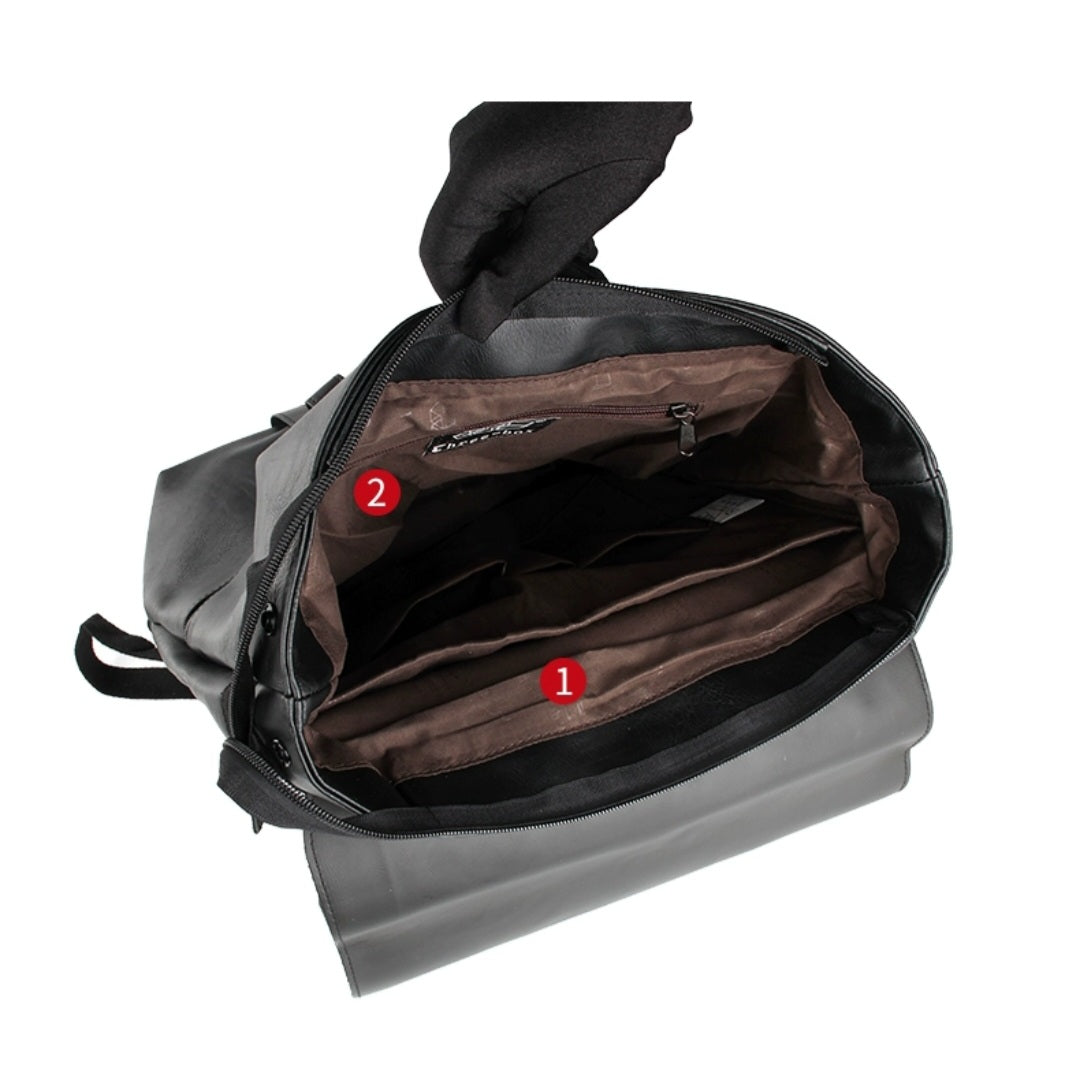 THREE-BOX Business Chic Leather Backpack 14" Laptop College Backpack
