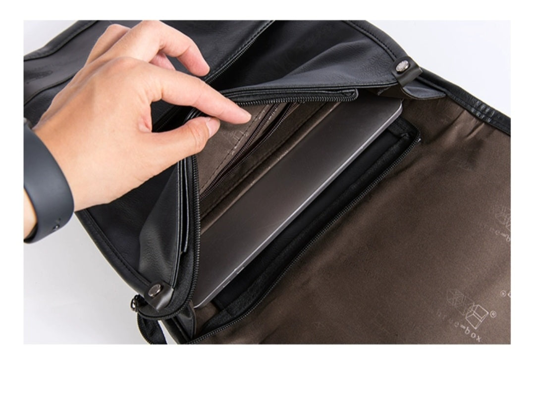 THREE-BOX Infinity Leather Backpack 14" Laptop Backpack