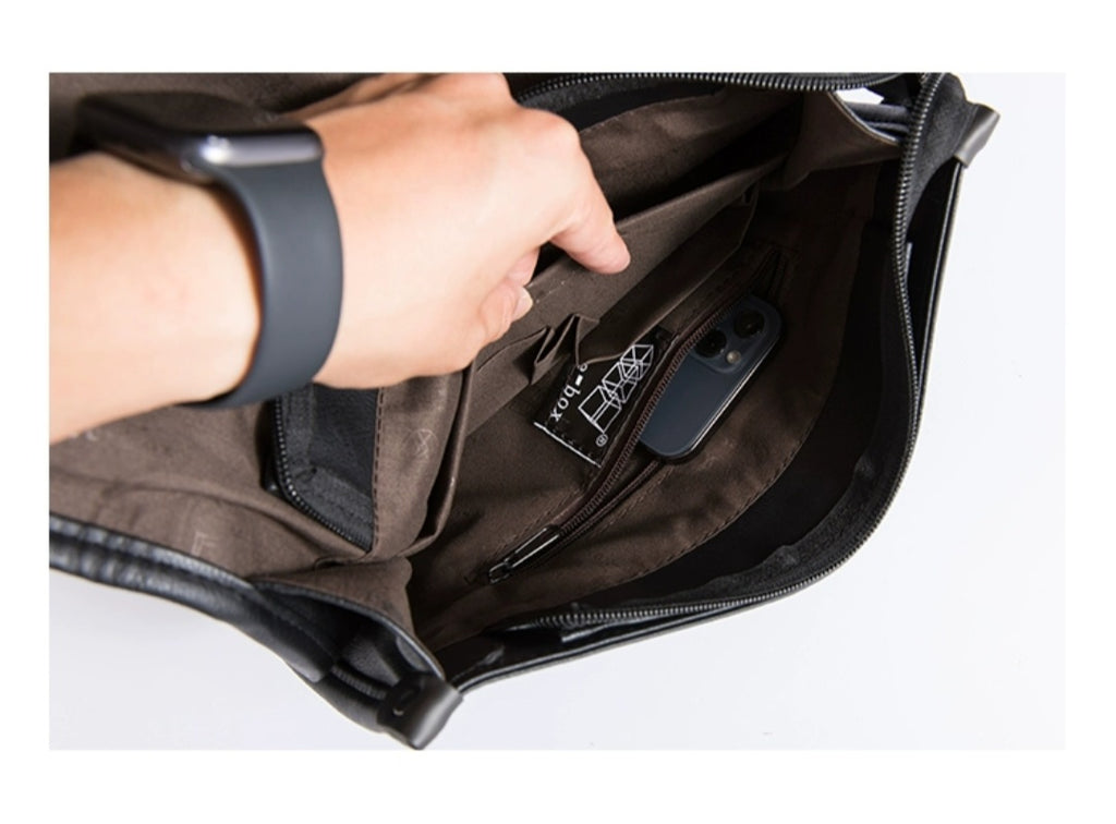 THREE-BOX Infinity Leather Backpack 14" Laptop Backpack
