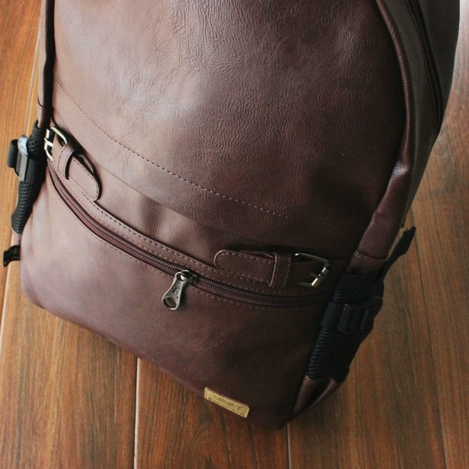 THREE-BOX 15.6"Laptop Classic Leather Backpack
