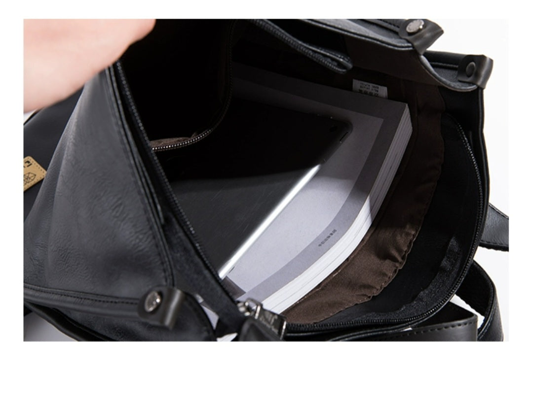 THREE-BOX Unique Fashionable Leather Backpack