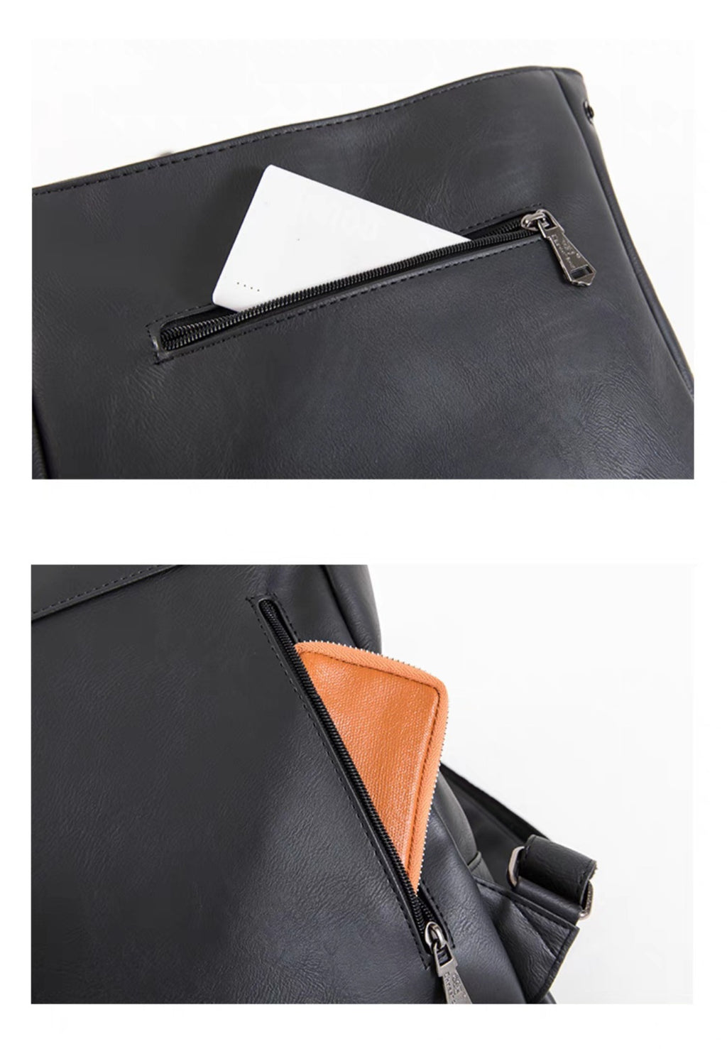 THREE-BOX Classic Chic Old-School Leather Backpack 14" Laptop Backpack