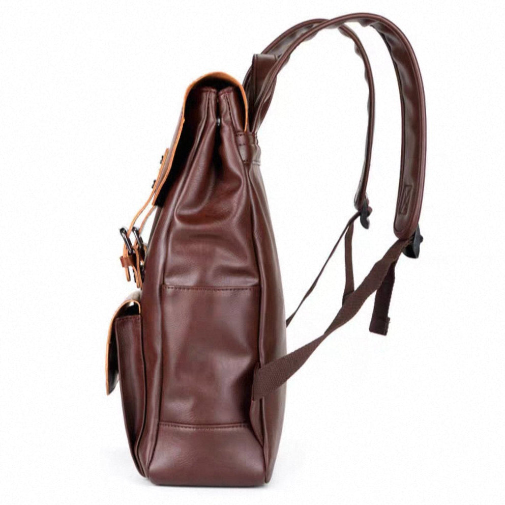 15.6" Laptop Leather Classical Backpack Large Capacity Laptop Backpack