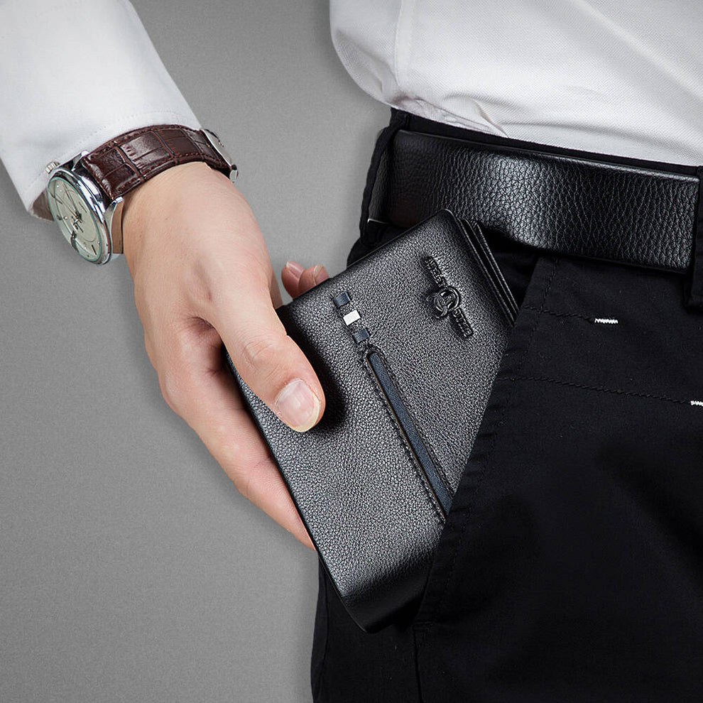 BULLCAPTAIN Bi-Fold Wallets Cowhide Genuine Leather Multi Credit Card Wallet