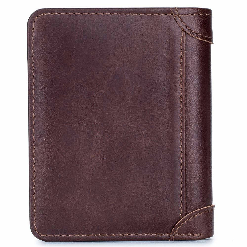 BULLCAPTAIN Trifold Wallets Genuine Leather Multi Card Wallet