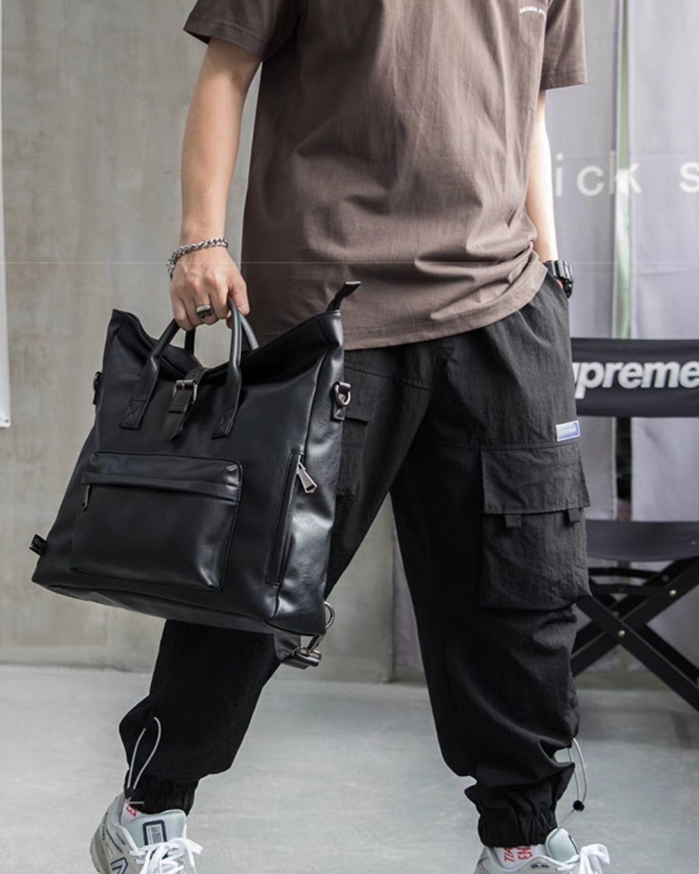 THREE-BOX 2-way Roll-Top Backpack / Shoulder Bag Casual Look