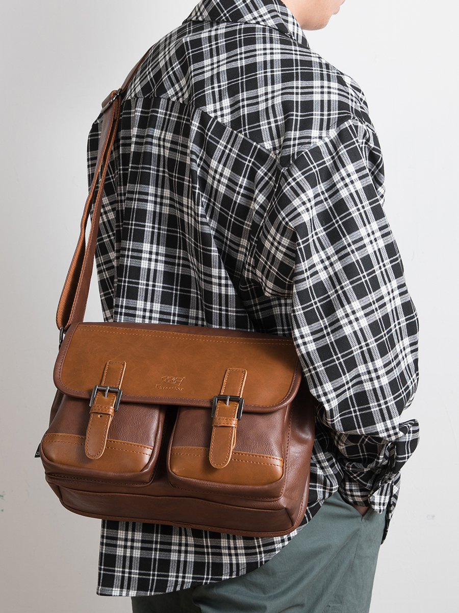 THREE-BOX Mini-Messenger / Cross-Body Bag Leather Shoulder Bag