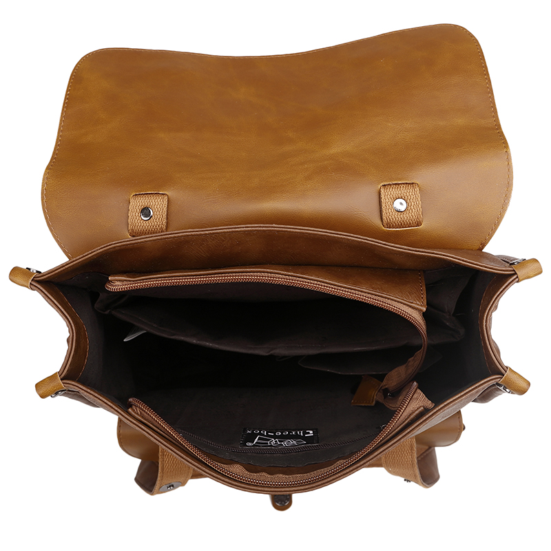 THREE-BOX Saudi Backpack Leather 14" Laptop Backpack
