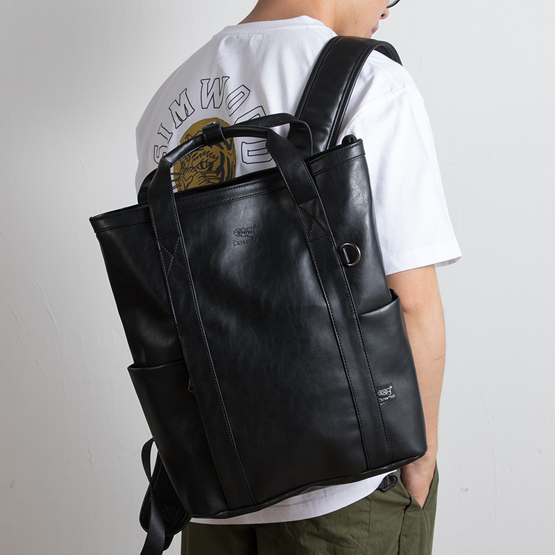 THREE-BOX Unique Fashionable Leather Backpack