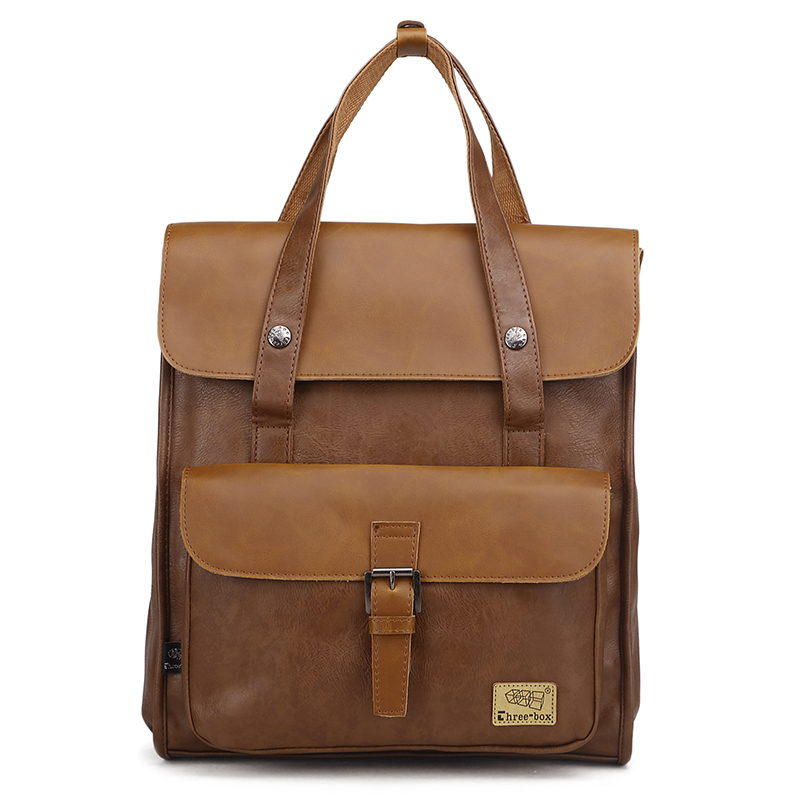 THREE-BOX Saudi Backpack Leather 14" Laptop Backpack