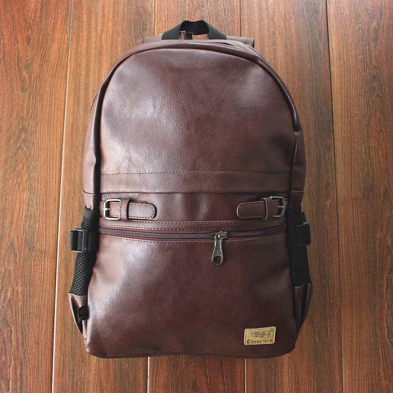 THREE-BOX 15.6"Laptop Classic Leather Backpack