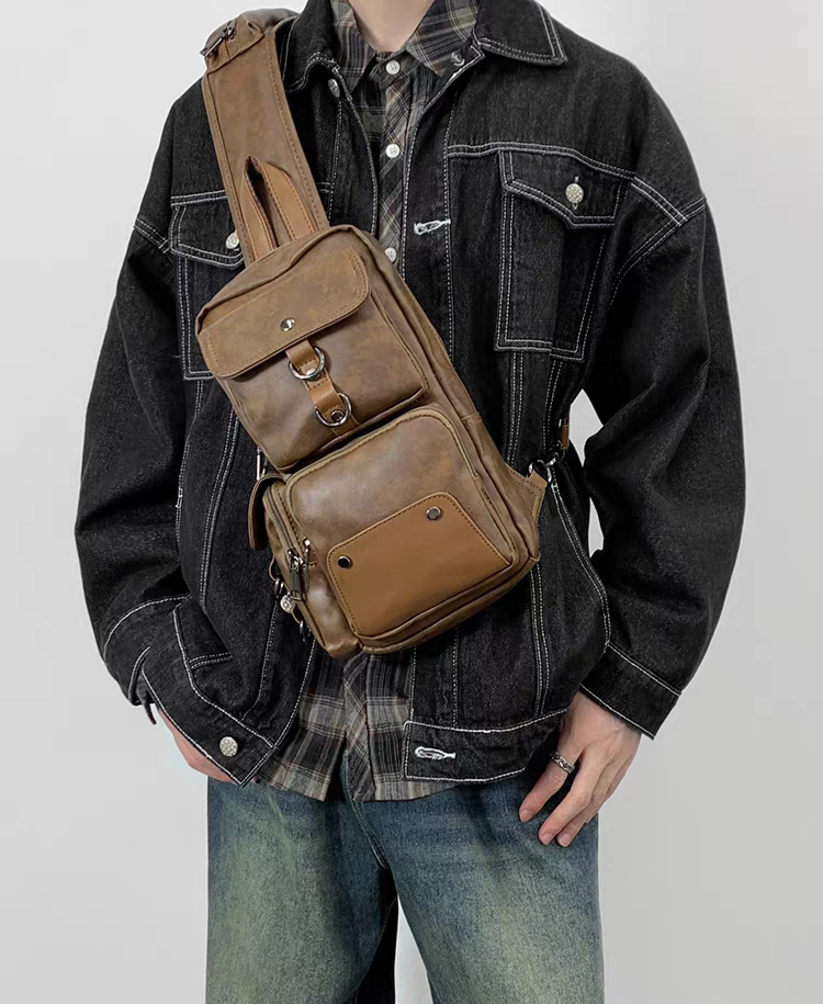 Leather Chest Bag Classic Cross-Body Shoulder Bag