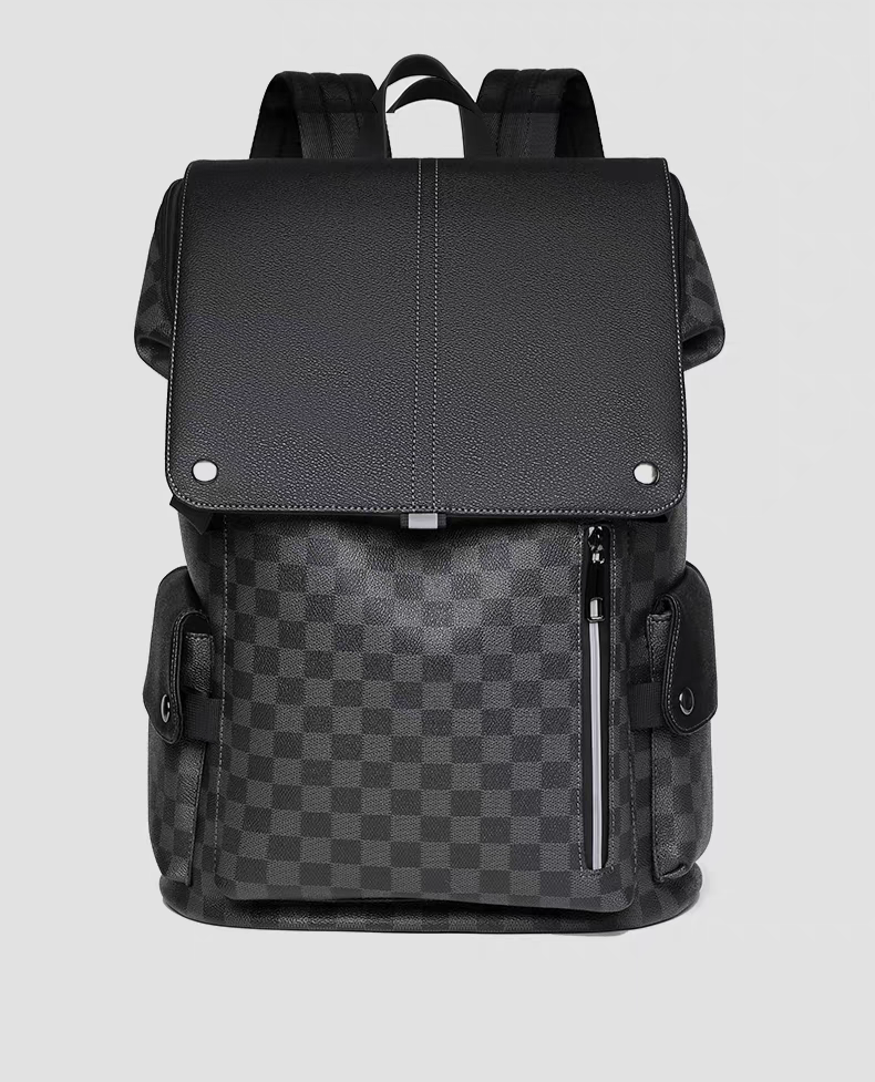 Damier 15.6" Backpack Leather Laptop Large Capacity Backpack