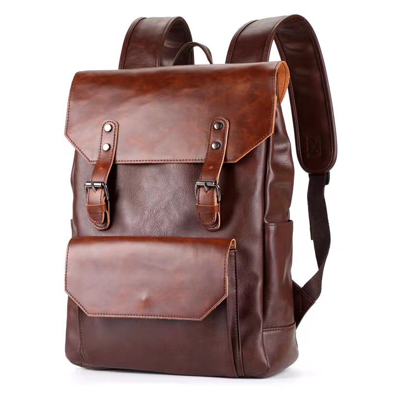 15.6" Laptop Leather Classical Backpack Large Capacity Laptop Backpack