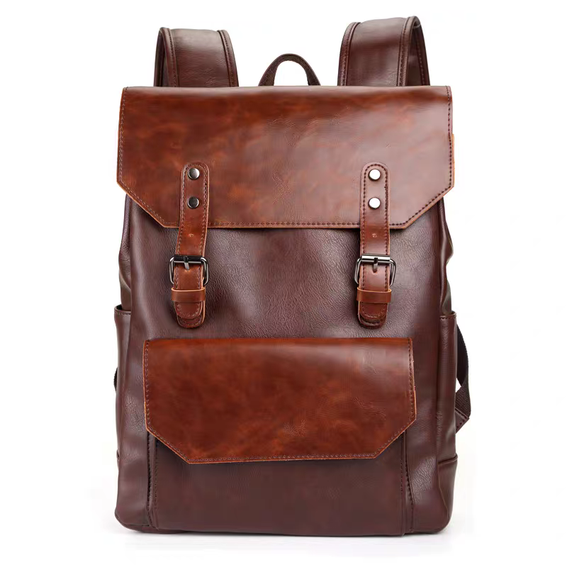 15.6" Laptop Leather Classical Backpack Large Capacity Laptop Backpack